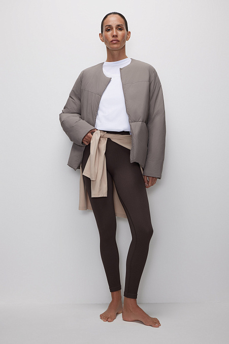 Легинсы с высокой посадкой в рубчик (горячий шоколад)