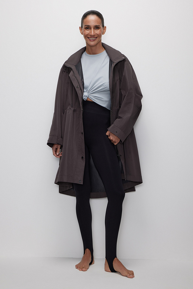 Легинсы с высокой посадкой со штрипками (черный)