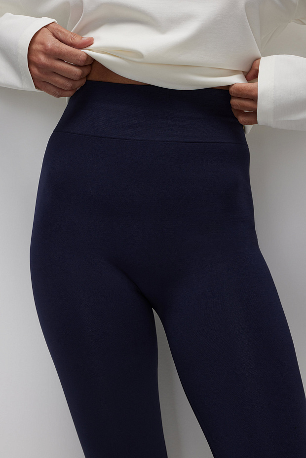 Легинсы с высокой посадкой со штрипками (темно-синий)