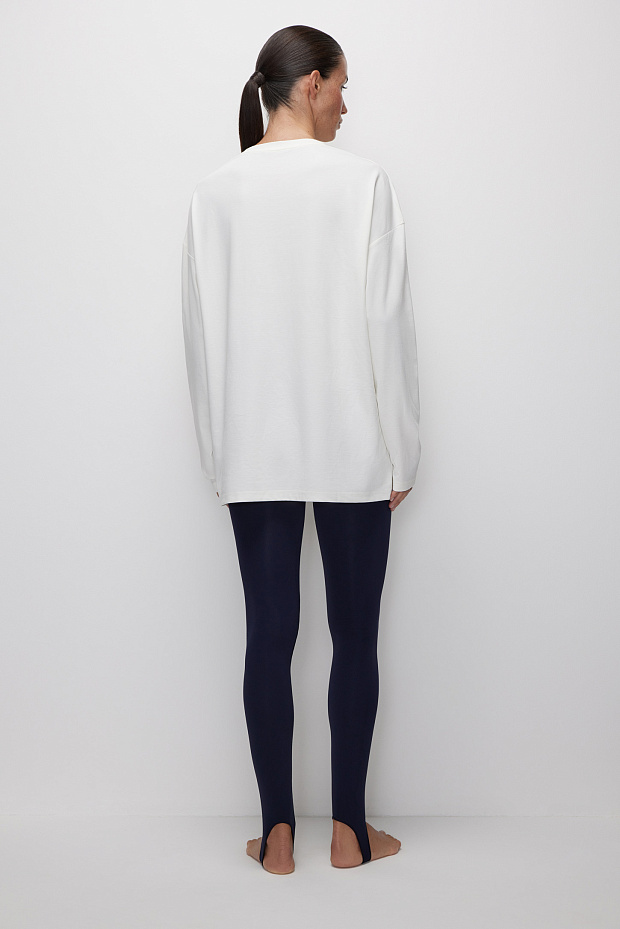 Легинсы с высокой посадкой со штрипками (темно-синий)