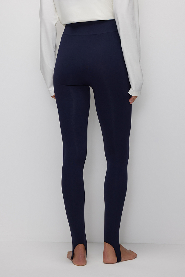 Легинсы с высокой посадкой со штрипками (темно-синий)