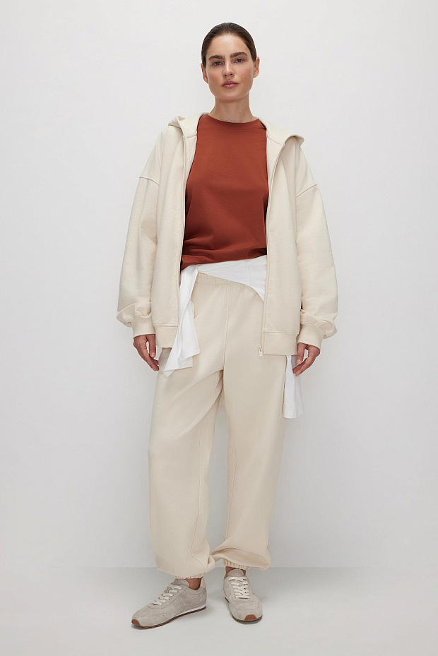 Толстовка с капюшоном на молнии (сливочный)