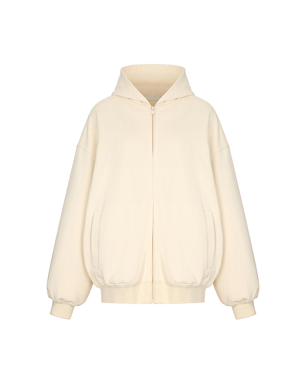 Толстовка с капюшоном на молнии (сливочный)