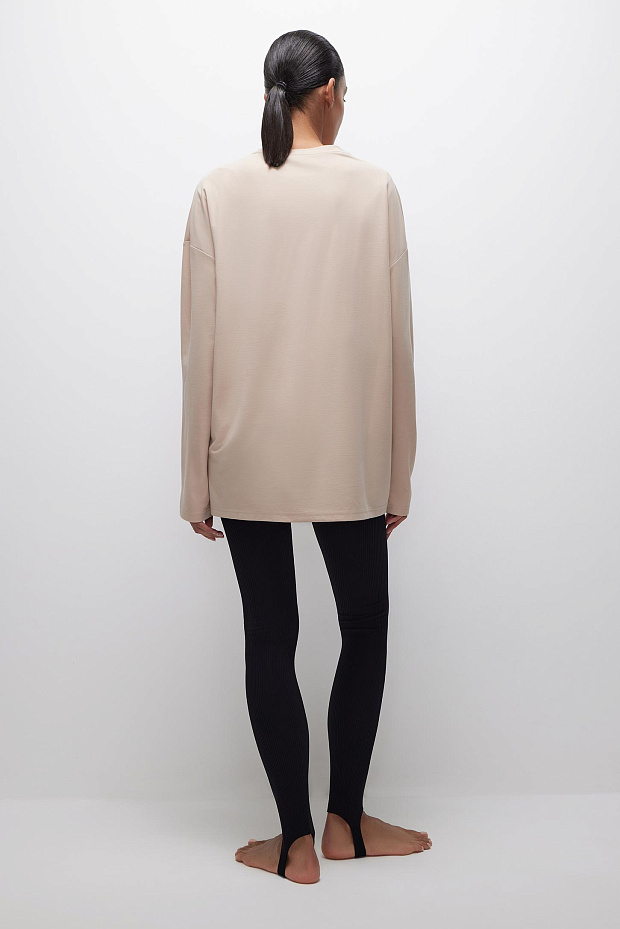 Легинсы со штрипками в рубчик (черный)