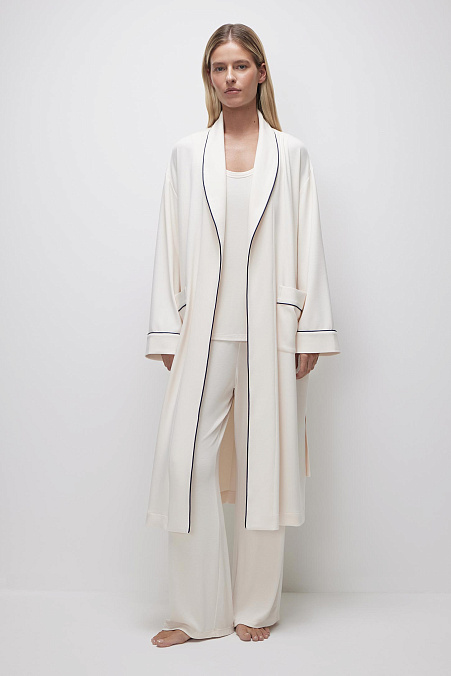 Халат из хлопка (кремовый)