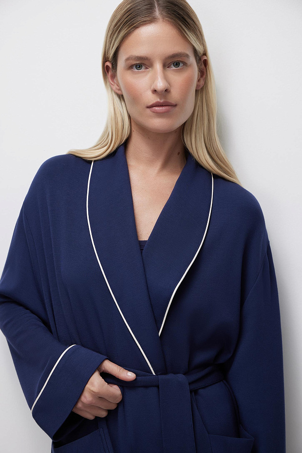 Халат из хлопка (темно-синий)