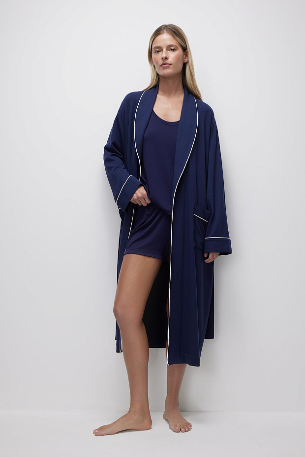 Халат из хлопка (темно-синий)