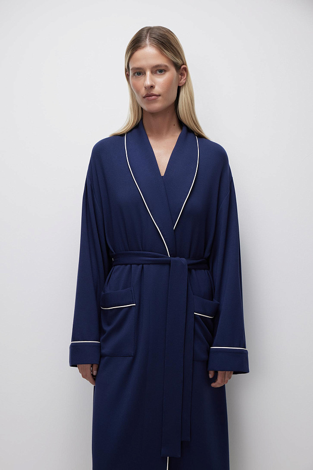 Халат из хлопка (темно-синий)