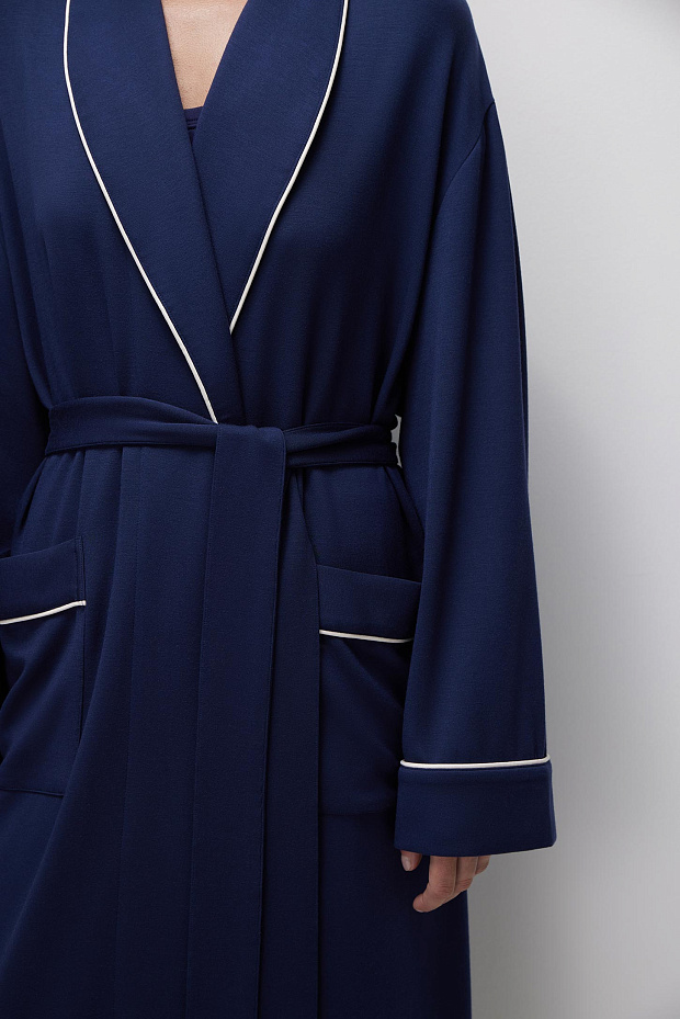 Халат из хлопка (темно-синий)