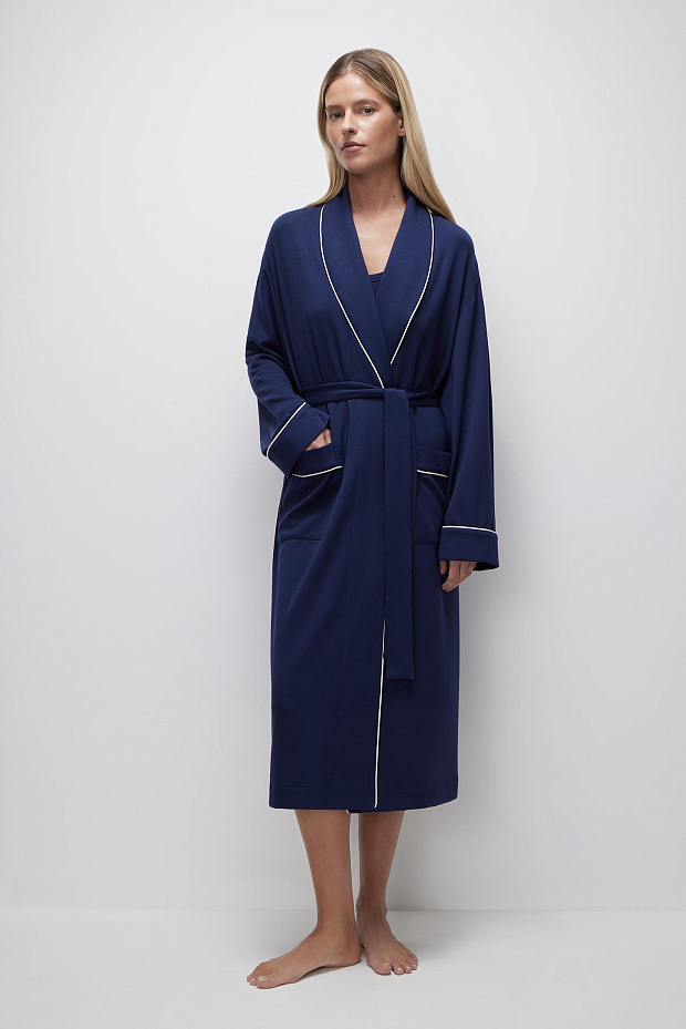 Халат из хлопка (темно-синий)