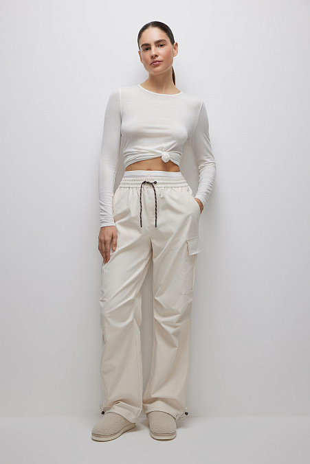 Брюки из плащевки (молочный)