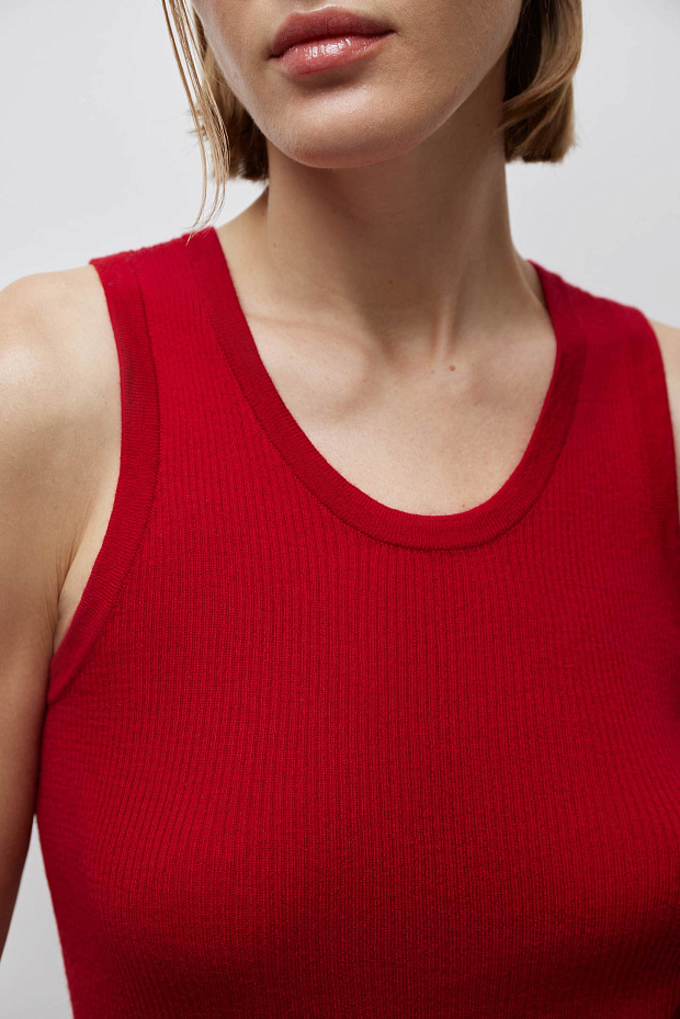 Майка вязаная в рубчик (бордовый)