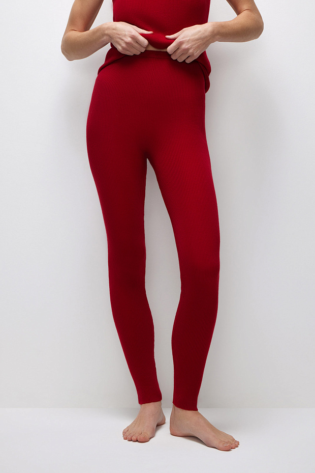 Легинсы вязаные в рубчик (бордовый)