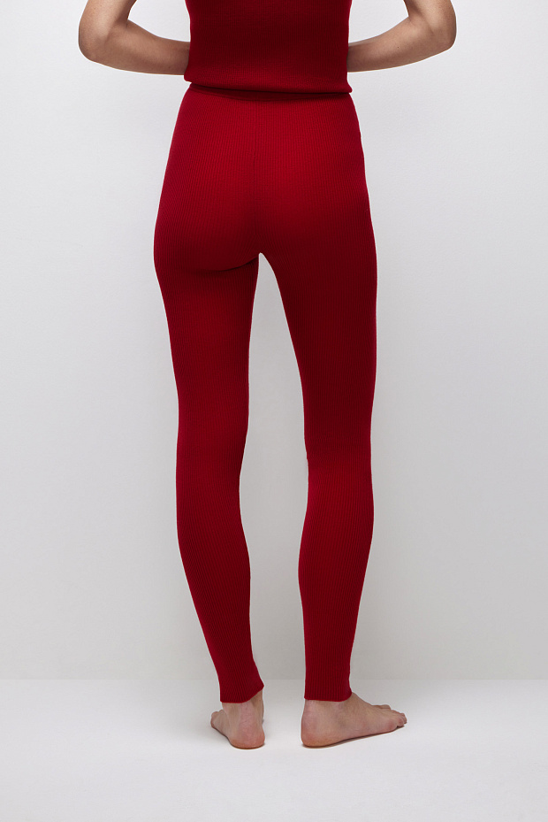 Легинсы вязаные в рубчик (бордовый)