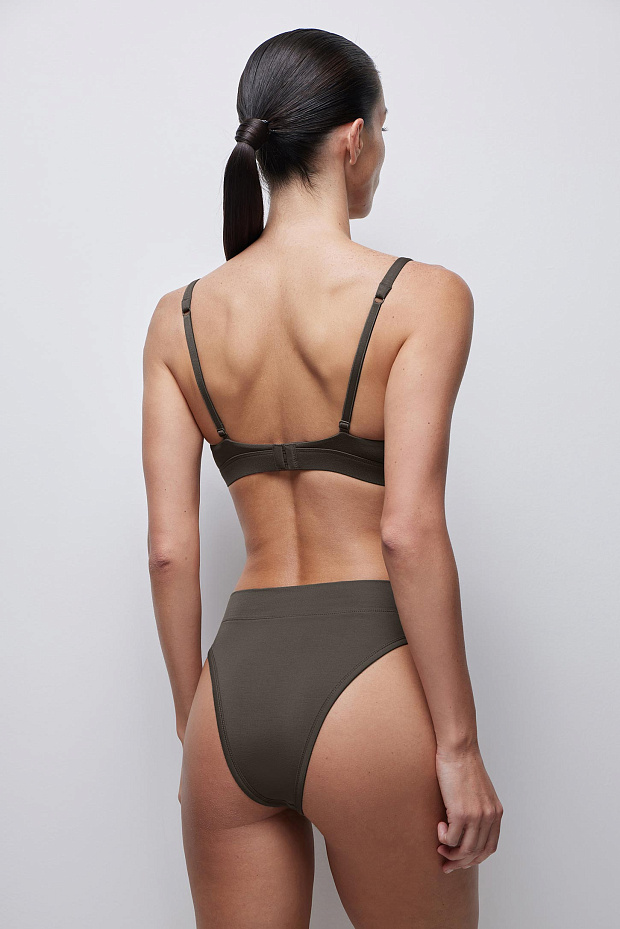 Трусы-бразилиано с высокой посадкой (кофейный)