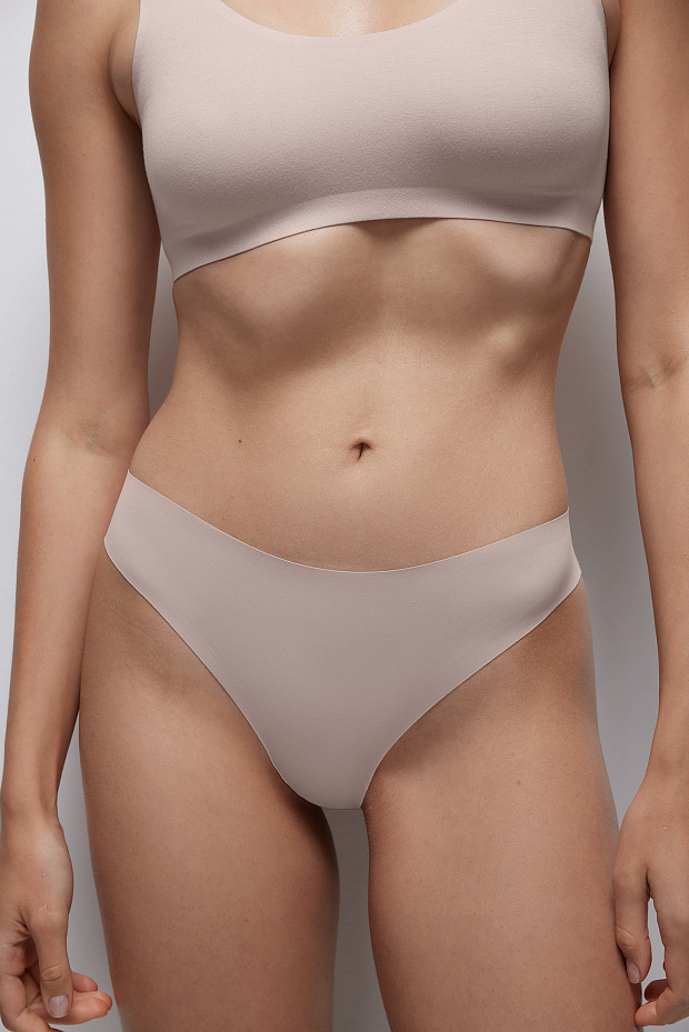 Трусы-танга в наборе (шок / серо-беж / пудр-роз)