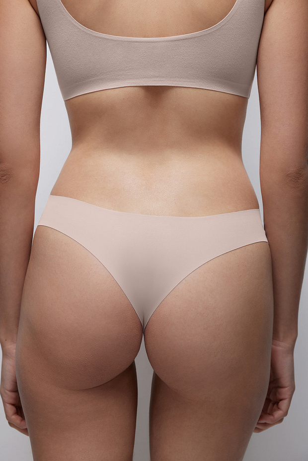 Трусы-танга в наборе (шок / серо-беж / пудр-роз)
