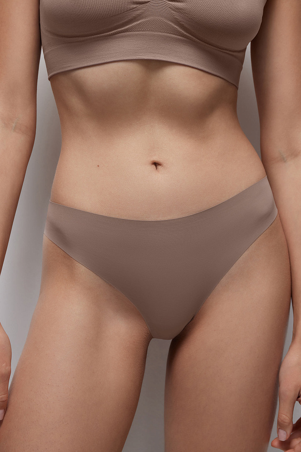 Трусы-танга в наборе (шок / серо-беж / пудр-роз)
