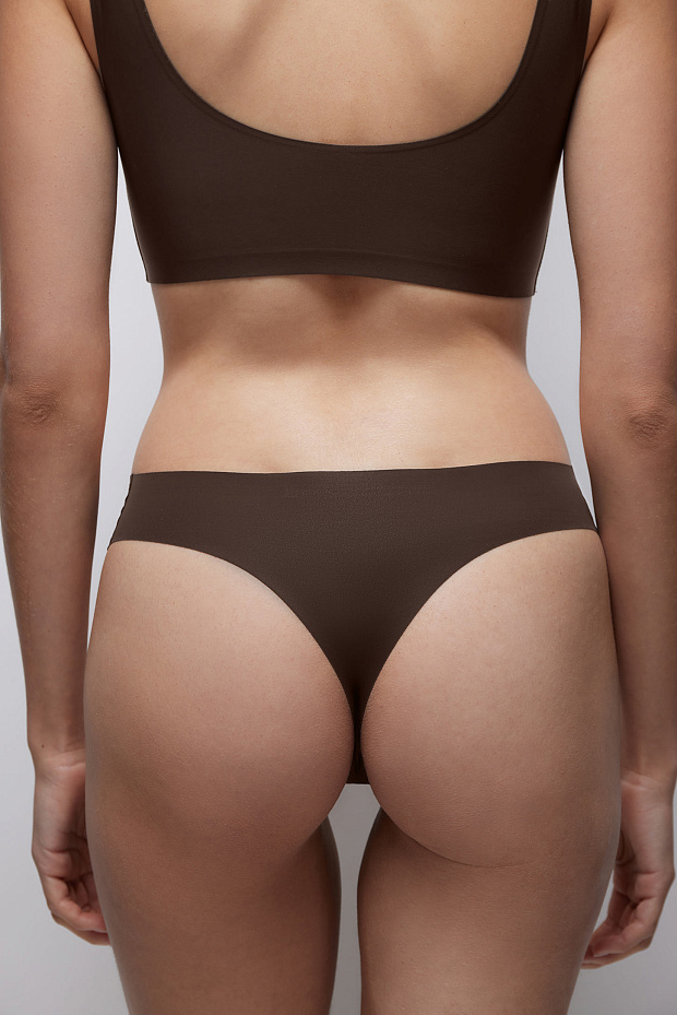 Трусы-танга в наборе (шок / серо-беж / пудр-роз)