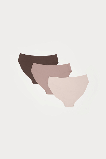 Трусы-слипы в наборе (шок / серо-беж / пудр-роз)