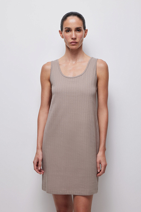 Сорочка домашняя из ажурного трикотажа (серо-бежевый)