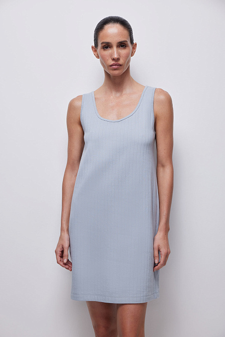 Сорочка домашняя из ажурного трикотажа (серо-голубой )