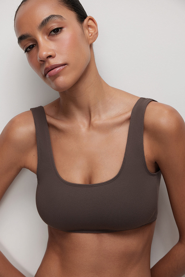 Купальный топ с резинкой под грудью (шоколадный)