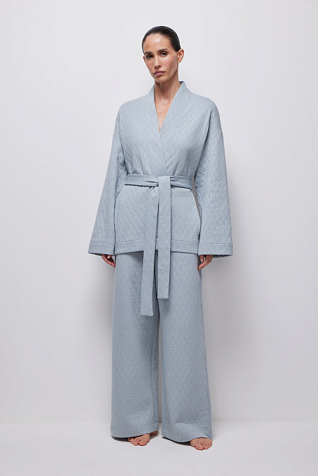 Брюки из объемного трикотажа (серо-голубой )