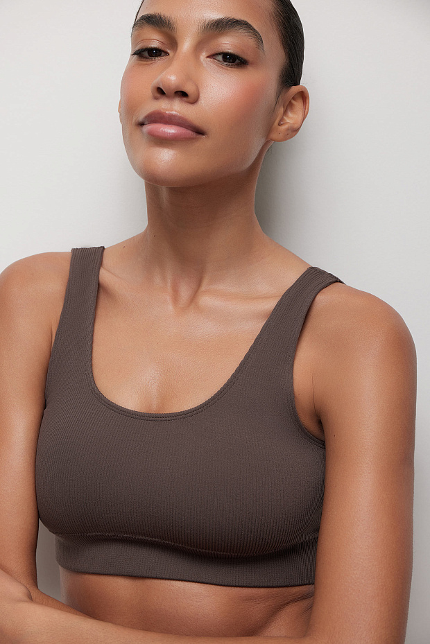 Купальный топ на широких бретелях (шоколадный)