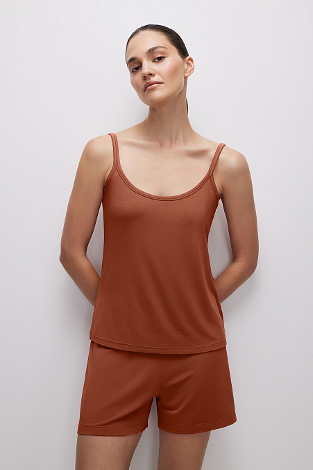 Пижамные шорты женские (терракотовый)
