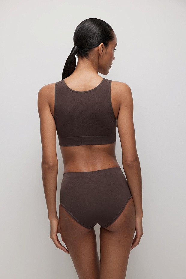 Топ на широких бретелях с чашками-вкладышами до 4XL (шоколадный)