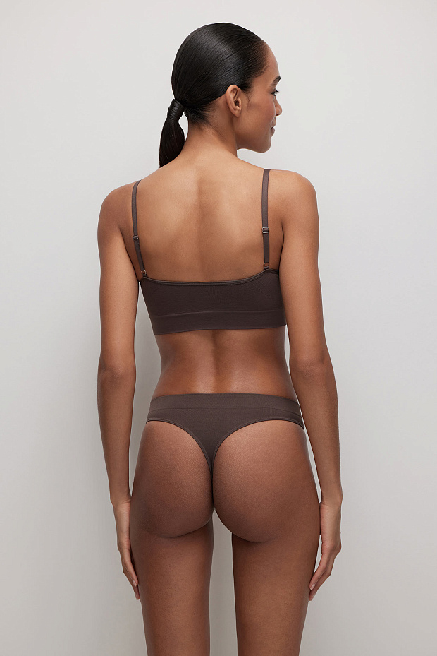 Трусы-стринги с высокой посадкой до 4XL (шоколадный)