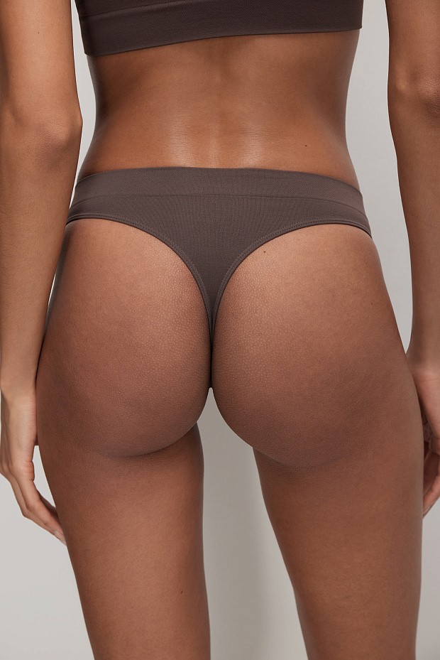 Трусы-стринги с высокой посадкой до 4XL (шоколадный)