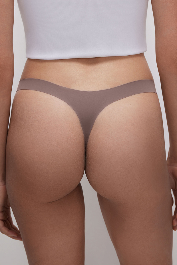 Трусы-стринги в наборе (темно-бежевый)