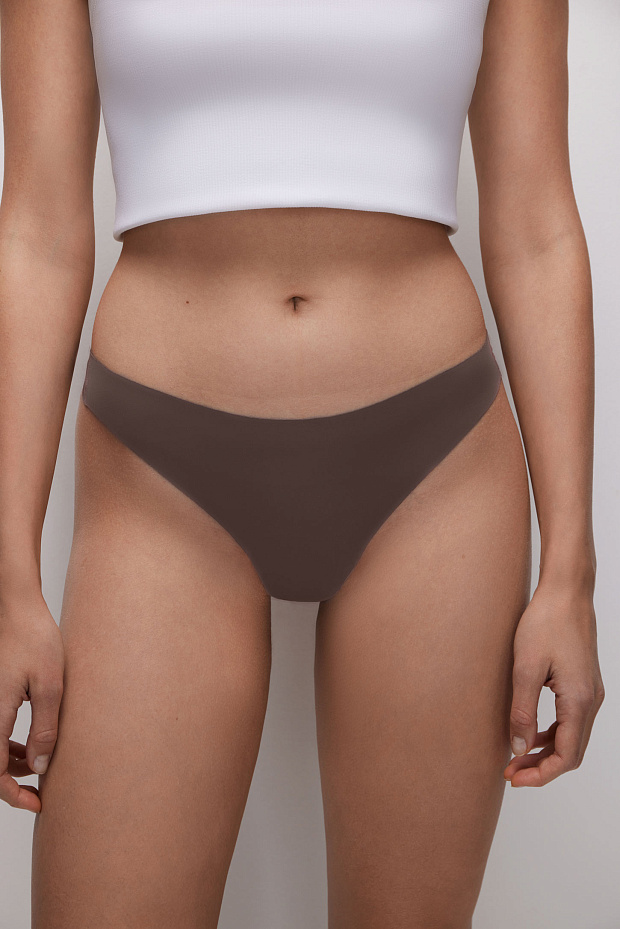 Трусы-стринги в наборе (темно-бежевый)