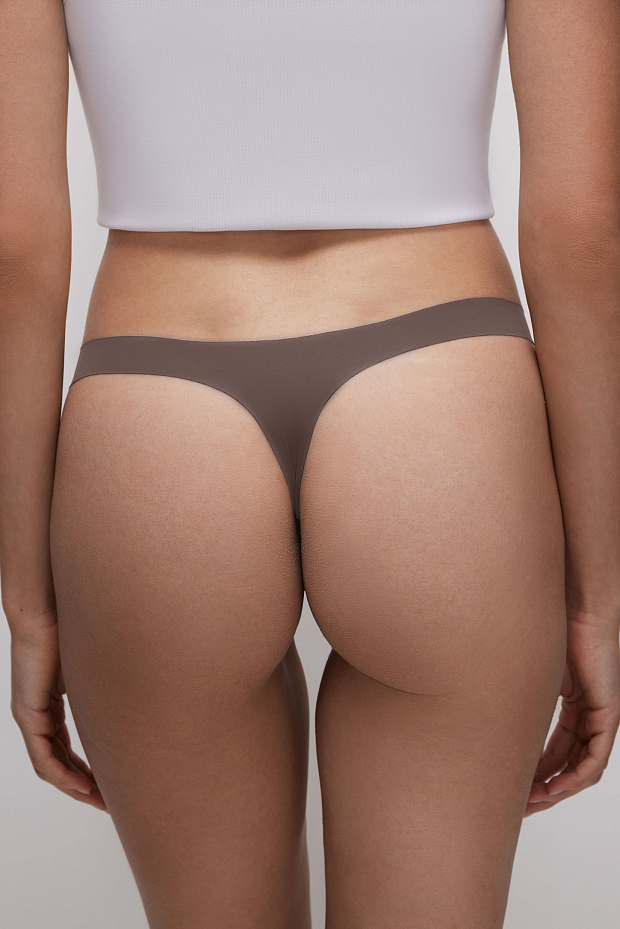 Трусы-стринги в наборе (темно-бежевый)
