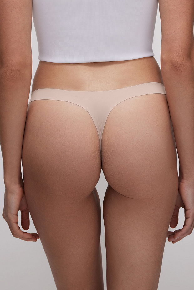 Трусы-стринги в наборе (светло-бежевый)