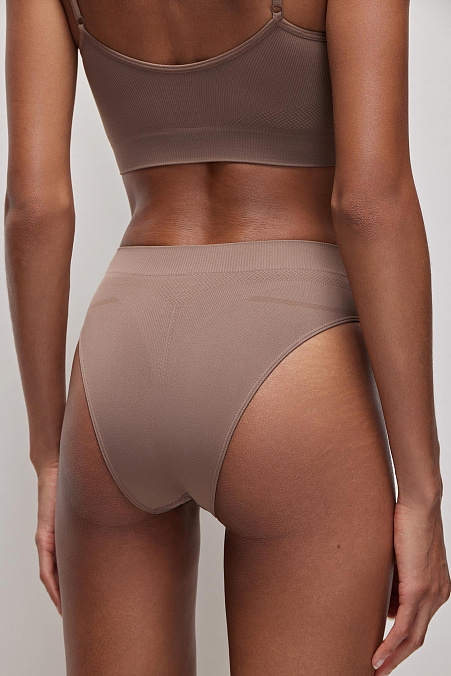Трусы бразильяна с высокой посадкой (серо-бежевый)