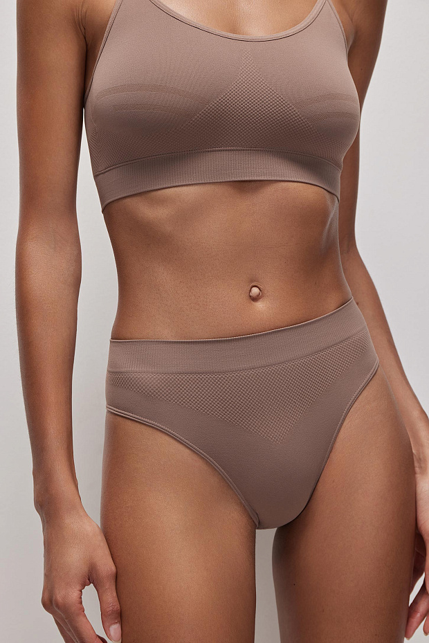 Трусы бразильяна с высокой посадкой (серо-бежевый)
