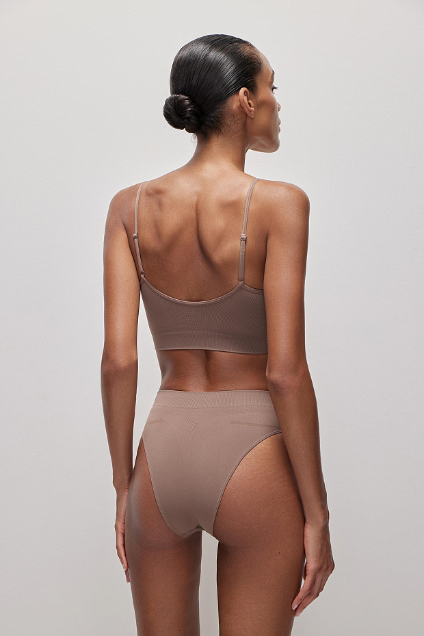 Трусы бразильяна с высокой посадкой (серо-бежевый)