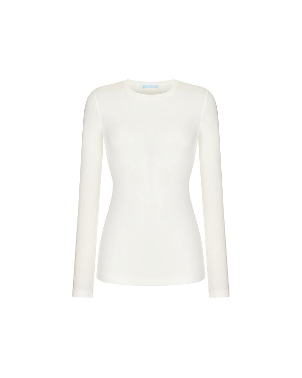 Лонгслив прилегающего силуэта (молочный)