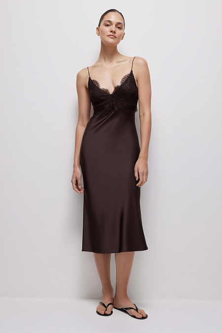 Платье на тонких бретелях (эспрессо)