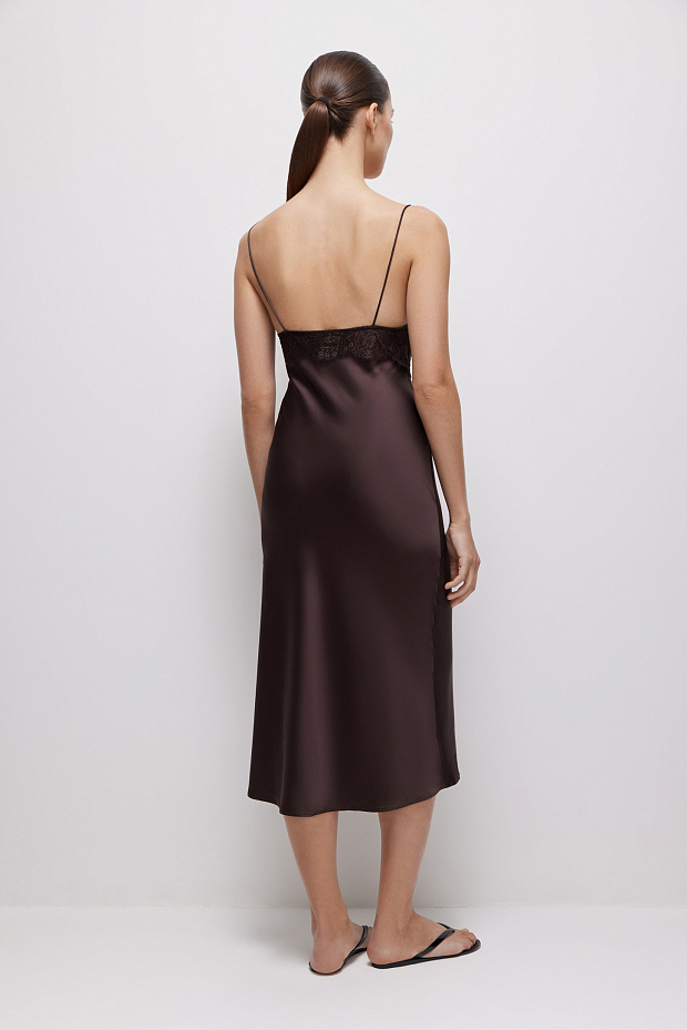 Платье на тонких бретелях (эспрессо)