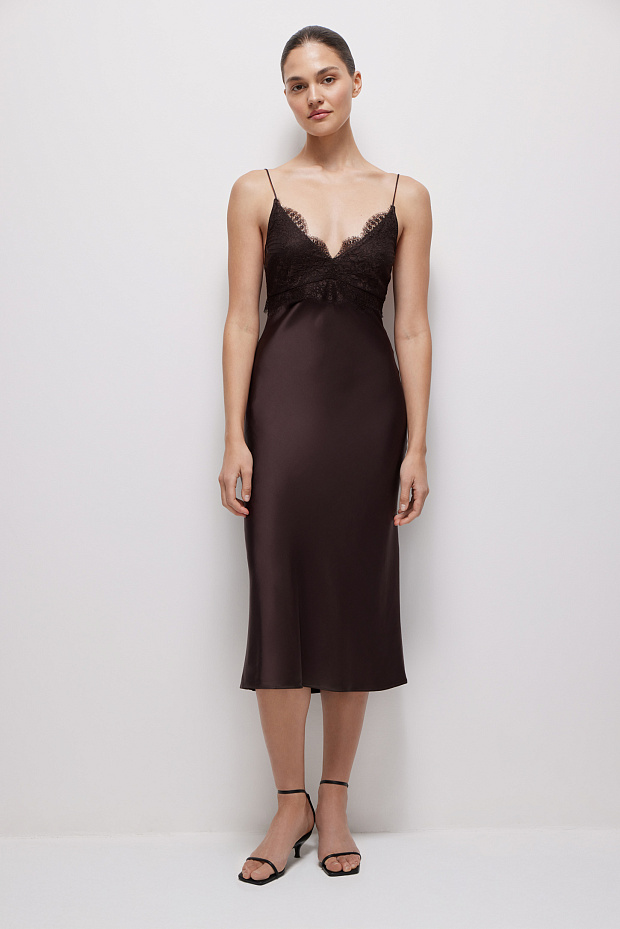 Платье на тонких бретелях (эспрессо)