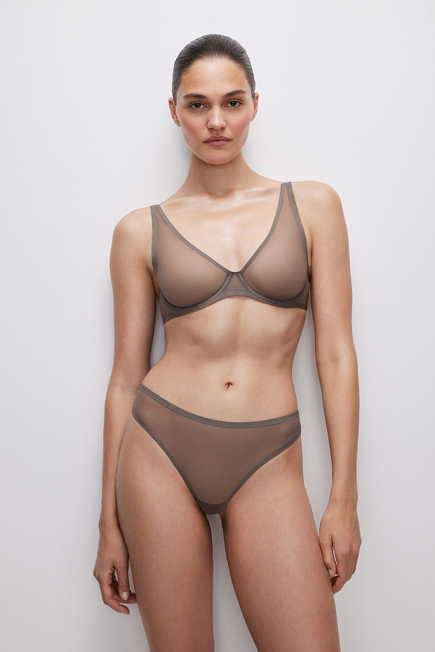 Бюстгальтер с формованной мягкой чашкой (серо-бежевый)