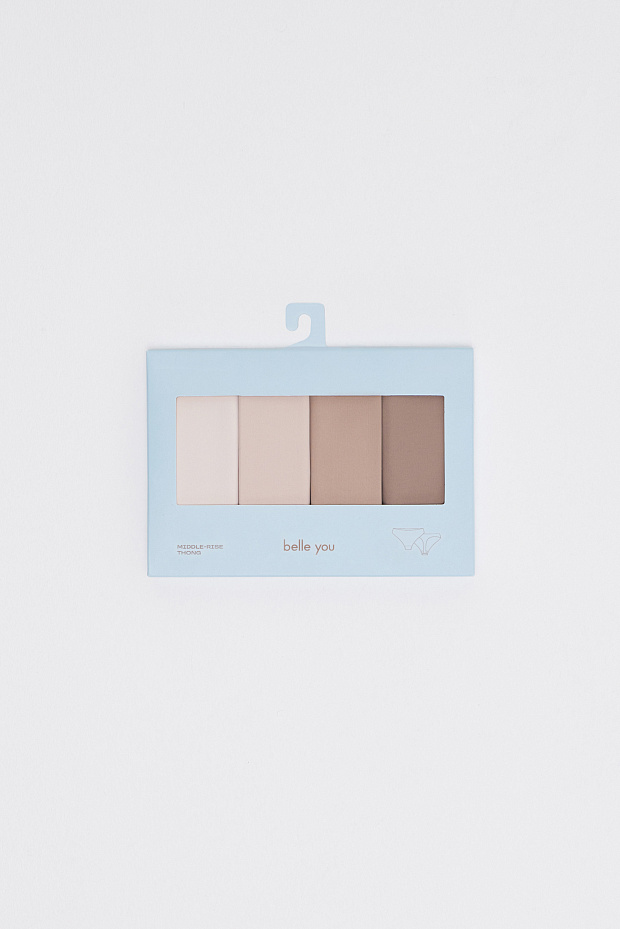 Трусы-стринги в наборе (светло-бежевый)