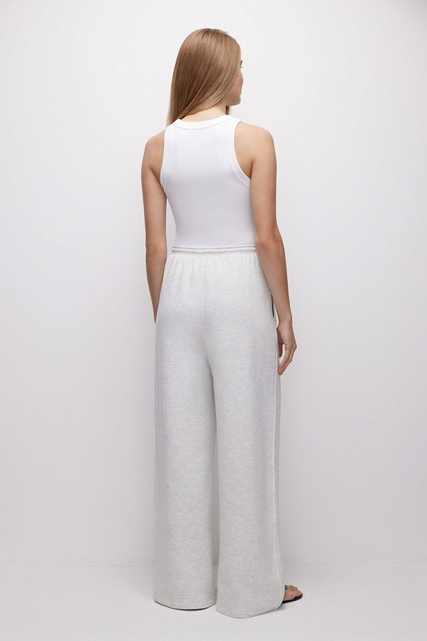 Широкие брюки (светло-серый меланж)