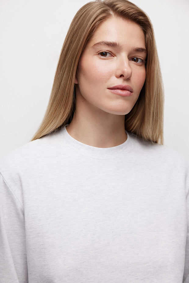 Лонгслив свободного силуэта (светло-серый меланж)