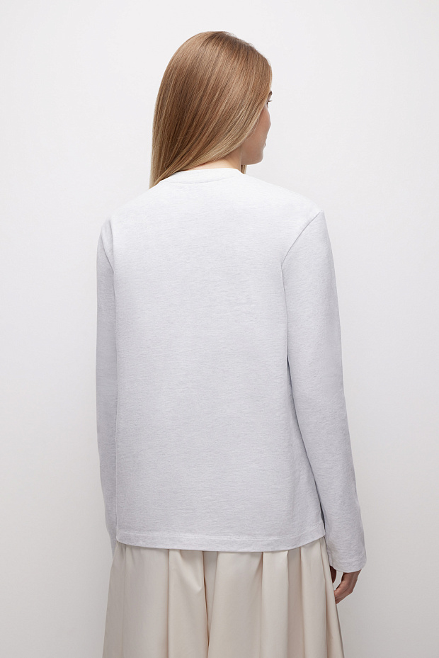 Лонгслив свободного силуэта (светло-серый меланж)