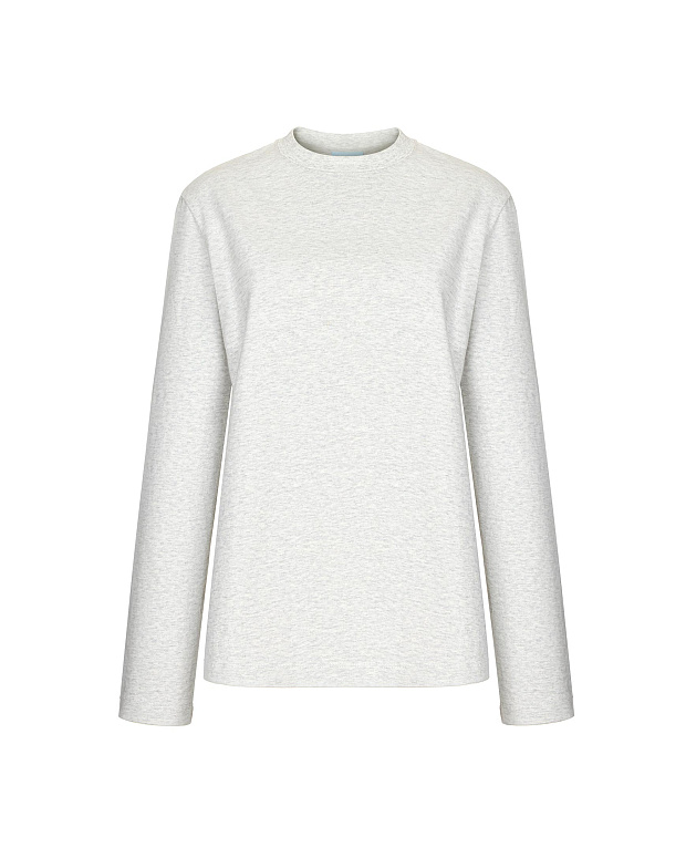 Лонгслив свободного силуэта (светло-серый меланж)